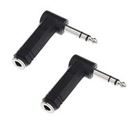 VGOL 2pcs Jack Adaptateur Audio 1/4 Pouce 6.35mm Angle Droit Stéréo Fiche Mâle vers 1/4 Pouce 6.35mm Stéréo Femelle pour Guitare Électrique Mélangeur Haut-Parleur KTV Équipement