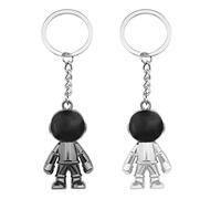 VGOL 2pcs Porte-clés Astronaute Voiture Porte-clés Clé Décoration Sac à Dos Ornement Sac à Main Suspendu Pendentif pour Espace Fête Faveurs, Argent et Noir
