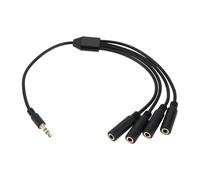 VGOL 3 Pôles Câble Audio Répartiteur Stéréo 1PC Prise Mâle 3,5 Mm vers 4X 1/8 Pouces 3,5 Mm Câble Adaptateur Femelle pour Walkman Ordinateur Lecteur Multimédia Portable Noir