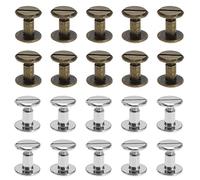 VGOL 40 paires Chicago Vis Rondes à Tête Plate Vis Rivets pour Bricolage Cuir Artisanat Boucles de Ceinture Reliure Portefeuille Sac à Main Bracelet (20 paires Argent et 20 paires Bronze)