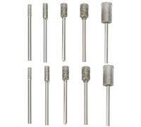VGOL Lot de 10 forets diamantés cylindriques à tige de 1/8" Grain 60 3 mm 4 mm 5 mm 6 mm 8 mm pour jade meulage réparation bavure soudure polissage
