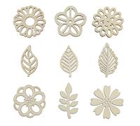 VGOL Lot de 100 tranches de bois décoratives en forme de fleur et de feuille pour bricolage, scrapbooking, fabrication de cartes