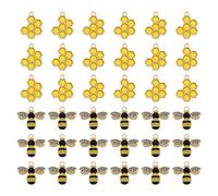 VGOL Lot de 18 breloques abeilles et 18 breloques en nid d'abeille pour loisirs créatifs, fabrication de bijoux, décorations pour bracelet, collier, porte-clés, loisirs créatifs