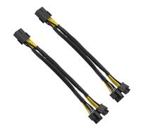 VGOL Lot de 2 adaptateurs d'alimentation PCIE 8 broches vers double 8 broches (6+2) PCIE 18 AWG Longueur de ligne 22 cm Câble d'extension d'alimentation pour connexion GPU Noir