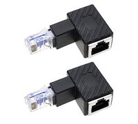 VGOL Lot de 2 adaptateurs Ethernet RJ45 à 90 degrés RJ45 mâle vers RJ45 Femelle Adaptateur coudé Compatible avec Les Normes Cat5e/Cat6 câble RJ45 à Angle supérieur