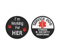 VGOL Lot de 2 Badges Entièrement Brodés avec Emblème pour Chien de Service 1 Travaillant pour Elle 1 Patch de Harnais de Réponse Au Stress Et à l'anxiété Utilisé pour Les Chiens d'assistance