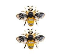VGOL Lot de 2 broches abeilles en alliage et strass pour sacs à dos, t-shirts, vestes, pulls, jupes, chapeaux, 3.5x2.5cm, Strass