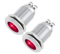 VGOL Lot de 2 clignotants plats rouges de 12 mm en acier inoxydable 12-24 V pour feux de signalisation dans les véhicules, armoires de contrôle et autres applications