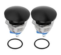 VGOL Lot de 2 Interrupteurs à Bouton-poussoir en Métal à Réinitialisation Automatique 19 Mm étanches Bouton de Démarrage AC/DC 12 V-250 V Noir