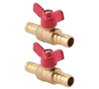 VGOL Lot de 2 Vannes d'arrêt à Boisseau Sphérique en Laiton Pex 1/2" avec Poignée Rouge pour Tubes Pex 1/2" Eau Chaude Et Froide