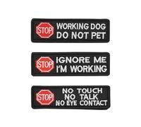VGOL Lot de 3 écussons brodés pour chiens de service « Stop No Touch Talk Eye Contact Do Not Pet Ignore Me I'm Working » pour harnais de chiens de service