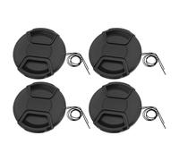 VGOL Lot de 4 Bouchons D'objectif Avant 82 Mm avec Pince Centrale Et Corde Anti-Perte Compatible avec Nikon Compatible avec Canon Compatible avec Pentax Noir