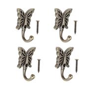 VGOL Lot de 4 crochets muraux décoratifs antiques en forme de papillon pour chambre à coucher, salle de bain, cuisine, vêtements, chapeau, manteau, serviette avec vis Bronze