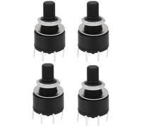 VGOL Lot de 4pcs Interrupteurs Rotatifs à 2 Pôles Et 3 Positions de 16mm avec Rondelle Et écrou en Plastique Longueur de La Poignée de l'interrupteur à Axe Rond de 15 Mm Noir RS16