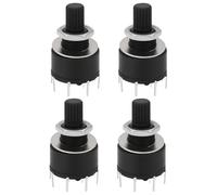 VGOL Lot de 4pcs Interrupteurs Rotatifs à 8 Positions 16 Mm 1 Pôle avec Rondelle Et écrou en Plastique Axe Rond Poignée de Commutation Longueur 15 Mm Noir RS16