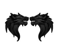 VGOL Une Paire 3D Métal Autocollants de Voiture Tête de Loup Autocollant Emblème Badge Réfléchissant Moto Auto Décoration Autocollants Pare-Brise Décoration Noir