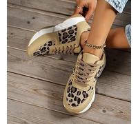 VGOLS Mode Femme Motif Léopard Baskets Décontracté sans Lacet Bas À Lacets Plat Bout Rond Chaussures Antidérapant Plate-Forme Chaussures De Marche (Color : Leopard Print, Size : 40 EU)
