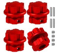 Vgoohobby Adaptateur de moyeu de roue cannelé en aluminium de 17 mm et écrous #8654 compatible avec Traxxas 1/10 E-Revo 2.0 Maxx et 1/8 Luge RC voiture (rouge)