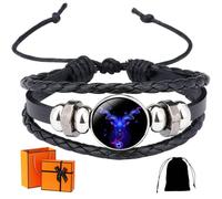 Vgpbphj Bracelet Spirilet Zodiac - Bracelet en cuir tressé constellation réglable pour homme et femme - Série Leo Taureau Lucky, L, Cuir, Pas de gemme