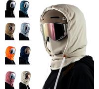 Vgpbphj Capuche imperméable doublée en polaire, masque de ski à capuche extensible confortable, couvre-casque d'hiver chaud avec cordon de serrage, kaki, Taille unique