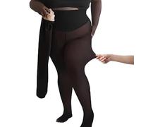 Vgpbphj Collant de compression à une couture avec doublure en polaire translucide, leggings à jambes nues qui semblent transparents, Foncé, M-L