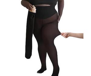 Vgpbphj Collant de compression à une couture avec doublure en polaire translucide, leggings à jambes nues qui semblent transparents