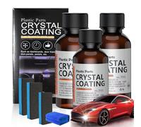 Vgpbphj Crystal Coating Plastic Restoration, Black Plastic Restorer for Cars, Car Plating Refurbishing Agent with Spong, Interior Parts Scratch Remover, Great Gloss Protection Easy to Use (3pcs)