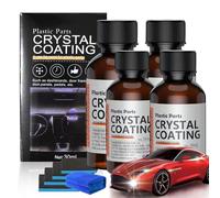 Vgpbphj Crystal Coating Plastic Restoration, Black Plastic Restorer for Cars, Car Plating Refurbishing Agent with Spong, Interior Parts Scratch Remover, Great Gloss Protection Easy to Use (4pcs)
