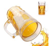 Vgpbphj Faux verre à bière, 400 ml, double couche, tasse à bière amusante avec mezzanine, tasse à bière farce avec poignées, isolation étanche, tasse réaliste pour bars et boissons (1 pièce A)