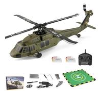 Vgpbphj K170 UH60L Hélicoptère télécommandé 2,4 GHz 4 canaux avec gyroscope 6 axes, hélicoptères militaires télécommandés avec vol stationnaire, pour adultes débutants (2 batteries)