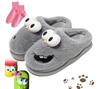 Vgpbphj Pantoufles amusantes pour couples avec gros œil 3D pour embrasser la langue du chien, chaussures antidérapantes mignonnes pour femmes et hommes