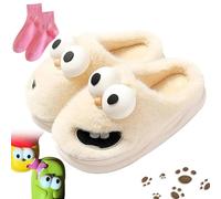 Vgpbphj Pantoufles amusantes pour couples avec gros œil 3D pour embrasser la langue du chien, chaussures antidérapantes mignonnes pour femmes et hommes