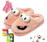 Vgpbphj Pantoufles d’Amour pour Couples, Drôles Glissades 3D avec Langue de Chien aux Gros Yeux, Chaussures Antidérapantes Mignonnes pour Femmes et Hommes, 39/39.5 EU