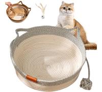 Vgpbphj Stimulicat Panier pour chat en corde de coton tissé à la main Hamac pliable à griffer avec oreilles de chat, respirant et facile à nettoyer, universel pour toutes les saisons (gris, S)