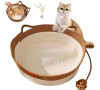 Vgpbphj Stimulicat Panier pour chat en corde de coton tissé à la main Hamac pliable à griffer avec oreilles de chat, respirant et facile à nettoyer, universel pour toutes les saisons (marron, M)