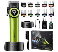 VGR 001 Tondeuse Cheveux Hommes Professionnelle, Sans Fil Tondeuse Pro Dégradé Coupe Cheveux et Coiffeur, Lames en Céramique, 9000 TR/MIN, Affichage Numérique à LED, Poignée en Métal, Vert