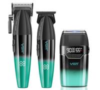 VGR 003+906+308 Tondeuse Cheveux Homme Professionnel, Rechargeable Tondeuse Finition et Rasoir À Grille Kit de Coupe, Kit Coiffure Machine sans Fil avec Écran LED pour Barbier et Usage Domestique