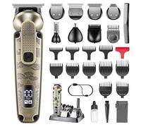 VGR 095 Tondeuse à Barbe pour Hommes, Set de Tondeuses et Tondeuses sans Fil 7 en 1 Étanches, Rasoir Électrique T-Lame Kit de Toilettage pour Nez Corps Oreilles Visage Moustache, Cadeau pour Hommes