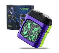 VGR 344 Mini Rasoir Électrique Hommes, Shaver Homme de Voyage Portable, Avec Deux Têtes Rotatives Magnétiques, Facile à Nettoyer, Rasoir Facial Compact, Étanche IPX6, Chargement USB, Violet