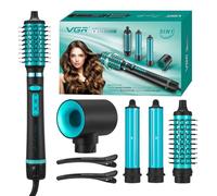 VGR 475 5 en 1 Multi Styler Brosse Soufflante Ionique, Set Air Styler & Hair Styler avec Boucleur Automatique, Brosse Ovale et Ronde, Multi-Styler pour Lisser, Sécher, Volumiser et Boucler, Vert