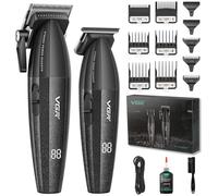 VGR 640 Tondeuse à cheveux Professionnelle Pour Hommes Avec Écran LED | Ensemble Tondeuse Et Trimmer Sans Fil, Kit De Coupe Zero Gap T-Blade, Lame En Céramique DLC, Kit Cadeau Premium