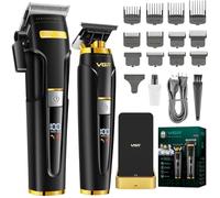 VGR 694 S2 Tondeuse Cheveux Hommes Kit, Kit de Coiffure Sans Fil avec Station de Charge Magnétique, Tondeuse Professionnelle Cheveux Hommes avec Lame en Acier Céramique Carbone et Écran LED, Noir