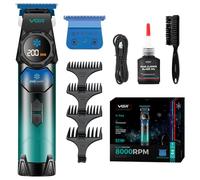 VGR 946 Tondeuse Cheveux Hommes Professionnelle, Tondeuse de Finition Sans Fil avec Lame en Céramique Bleue Métallurgique et Fonction de Refroidissement des Pales, Moteur de 8 000 Tr/Min et Écran LED