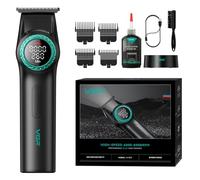 VGR 977 Tondeuse à cheveux professionnelle pour homme, 8000 tr/min, tondeuse à cheveux en T sans fil avec distance zéro, rechargeable avec écran LED, noire