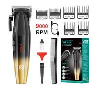 VGR Fresh Fade Hair Clipper, tondeuse à cheveux professionnelle, outils de coupe de cheveux rechargeables avec ou sans fil avec affichage LED