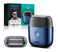 VGR Mini rasoir électrique en aluminium pour homme - Rasoir de voyage compact - Portable USB-C sans fil pour barbe et visage - IPX7 - Rasoirs à batterie à tête chauve étanche IPX7 - Rasage humide et