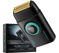 VGR Rasoir électrique 378 pour homme, triple lame flottante en aluminium, rasoir électrique sans fil pour homme, moteur 9000 tr/min, rasoirs chauves en titane avec affichage LED, fournitures de
