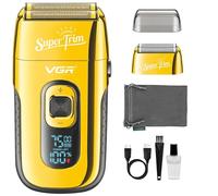 VGR Rasoir électrique pour homme - 7500 tr/min - Tondeuse pop-up - Rasoir sans fil pour le visage, la barbe, le cou, la tête chauve, la peau décolorée (GOLD)