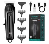 VGR Tondeuse à barbe électrique rechargeable pour homme - USB-C - Tondeuse sans fil - Batterie de 120 minutes - Lames en acier inoxydable - Kit de toilettage pour le visage masculin pour moustache,
