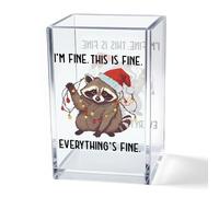 Vgrti I'm Fine This Is Fine Pot à crayons cosmétiques en acrylique avec motif raton laveur, cadeau sarcastique pour femme, homme, collègue, patron